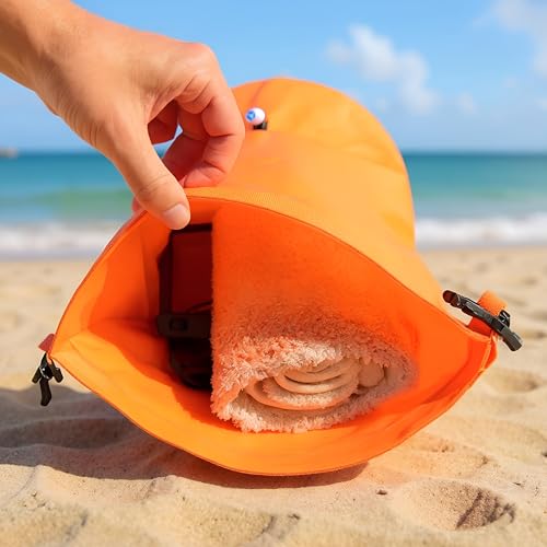 LimitlessXme Schwimmboje & Trockensack - 28l Orange. Sicherheit beim Schwimmen, Open Water und Triathlon. Swimming Buoy, Swim Bubble, Schwimm Boj aufblasbar