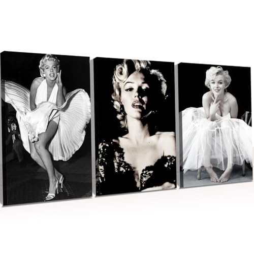 CanvasGarden 3 Pieces Marilyn Monroe Canvas Wall Art, American Movies