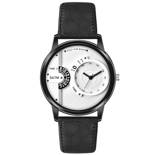 Image of Acnos 4 Diffrent Watch Pack of 1 Leather Belt Black Belt Analog Watch