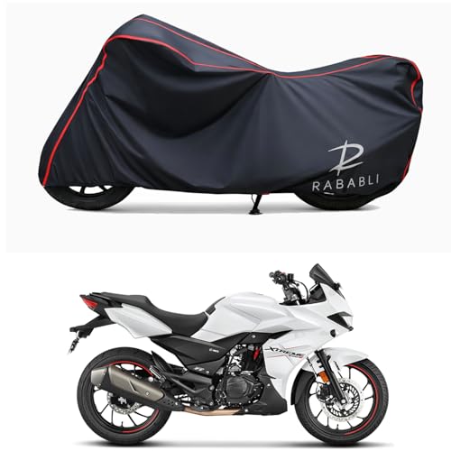 Image of Waterproof Bike Body Cover Compatible for | Hero Xtreme 200S BS6 | Taffeta Fabric, Red Piping Design, Bottom Elastic Fit | Dustproof, Sun UV & Rain Protection for All Bikes
