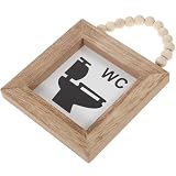 FESTFENDS Letrero de Pared de Madera para Baño Rústico, Señal de Lavabo para Interiores y Decoración de Pared