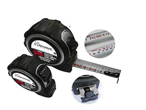 FERROTECH Anti-Shock Flexometer Tape Sided White Double Hook C/Nylon 5mx25mm, Black, 5 metros x 25 mm