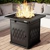 EAST OAK 28 Propane Fire Pit Table 50000 BTU Steel Gas FirePit for Outdoor Outside Patio Deck and Garden CSA Certified Fire Table with Magnetic Lid Cover Storage Basket and Lava Rock Black