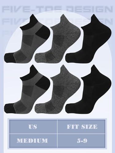 Image of Fourluoo 6 Pairs Women Cotton Athletic Toe Socks