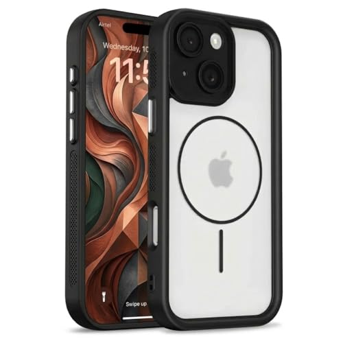 Image of Enflamo Back Cover Case for iPhone 15 Polycarbonate Matte | Ultra Hybrid | Lens Protection & Raised Edges (Black)