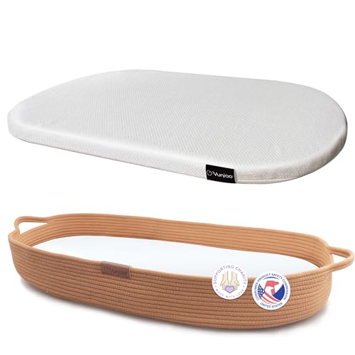 Yunioo Baby Changing Basket, Portable Diaper Changing Pad, Moses Basket for Newborns, Changing Table Topper for Baby Nursery, Waterproof Travel Pad Cover