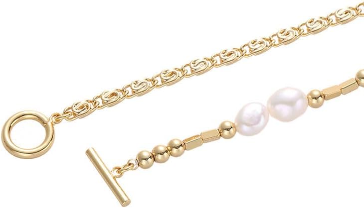 14K Gold Chain Pearl Necklace for Women,Dainty Gold Freshwater Cultured Pearl Choker Necklace,Jewelry Gifts for Her, Wife, Mom, Girlfriend - Image 5