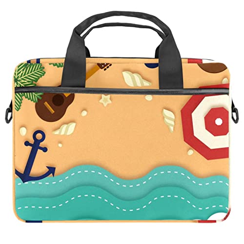 Maletín messenger acolchado de 14.5 pulgadas con correa ajustable y estampado náutico de playa