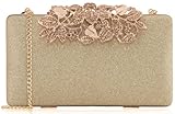 DEXMAY Women's Evening Clutch Bag with Rhinestone Flower Clasp,Crystal Purse for Wedding,Party,Prom,Glitter...