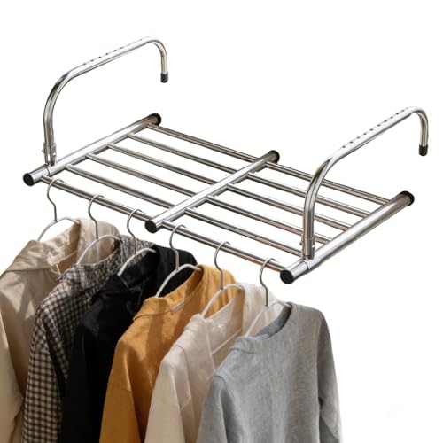Baodiale Tendedero de Ropa Extensible Plegable, Rejilla de Secado de Ropa Retráctil Fácil de Almacenar Ahorro de Espacio, Secadora de Ropa for Apartamento Pequeño, Balcón Estrecho, Alféizar(87-158cm)