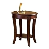 BOWERY HILL End Table Coffee Accent Table, Oval, Traditional, Indoor with 1 Shelf in Wood, Cherry
