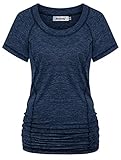 Ninedaily Workout Shirts for Women Short Sleeve,Elegant Yoga/Running/Walking/Hiking/Shooting/Mountaineering/Climbing Gym Young Skateboard Dressy Tees Casual Blue Size 8 10