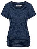 Ninedaily Workout Shirts for Women Short Sleeve,Elegant Yoga/Running/Walking/Hiking/Shooting/Mountaineering/Climbing Gym Young Girls Skateboard Dressy Tees Casual Blue Size 8 10