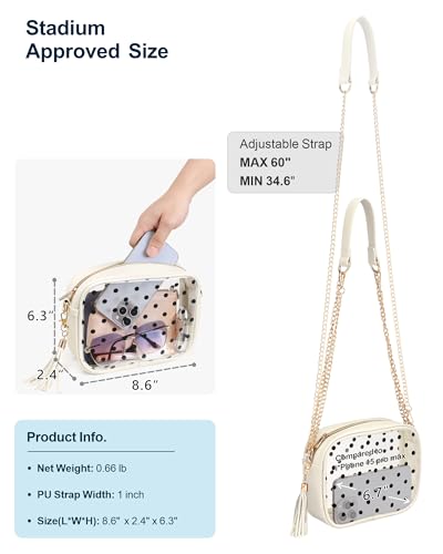 Image of PACKISM Clear Bag for Stadium Events - Clear Purses for Women Transparent Crossbody Messenger Bag for Concerts Game Day