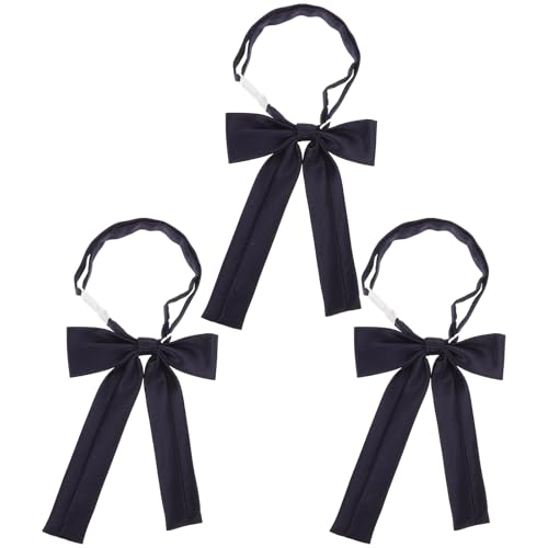 LUOZZY 3pcs Navy Blue Bow Tie Set for Women Girls Pre-tied Adjustable Elegant Uniform School Work Party Formal Accessories