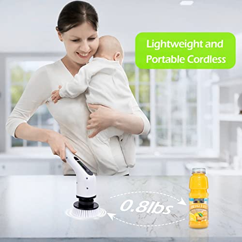 Electric Spin Scrubber, Cordless Bathroom Tub Scrubber With Long Handle & 7 Replaceable Cleaning Heads, Extension As Short Handle, Portable Power Shower Brush Household Cleaning Tools For Tile Floor #TOP5