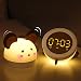 Lamparita Despertador luz led infantil para niños con reloj para mesita de...