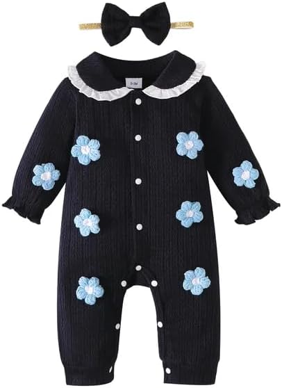 Mioglrie Newborn Baby Girl Outfits Infant Fall Winter Knit Romper Jumpsuit image 5