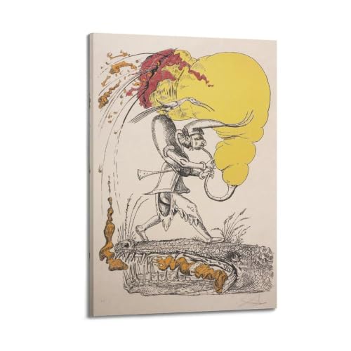 Impression sur toile Salvador Dali Le Bossu avec cornemuse reproduction art 20x30 cm