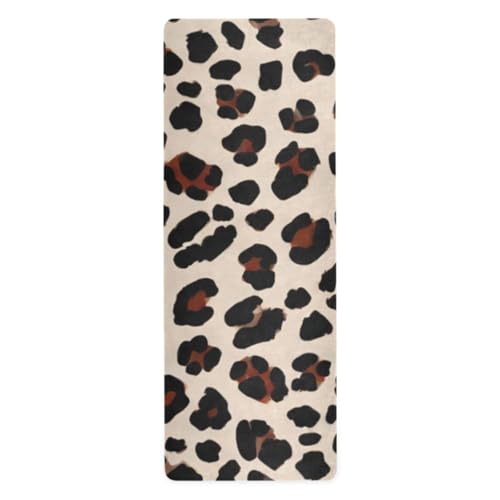 FLildon Beige Leopard Print Yoga Mat Thick Non Slip Yoga Mat Workout Mat for Men Women, Exercise & Exercise Mat for Home Gym, Yoga, Pilates, Stretching, and Floor