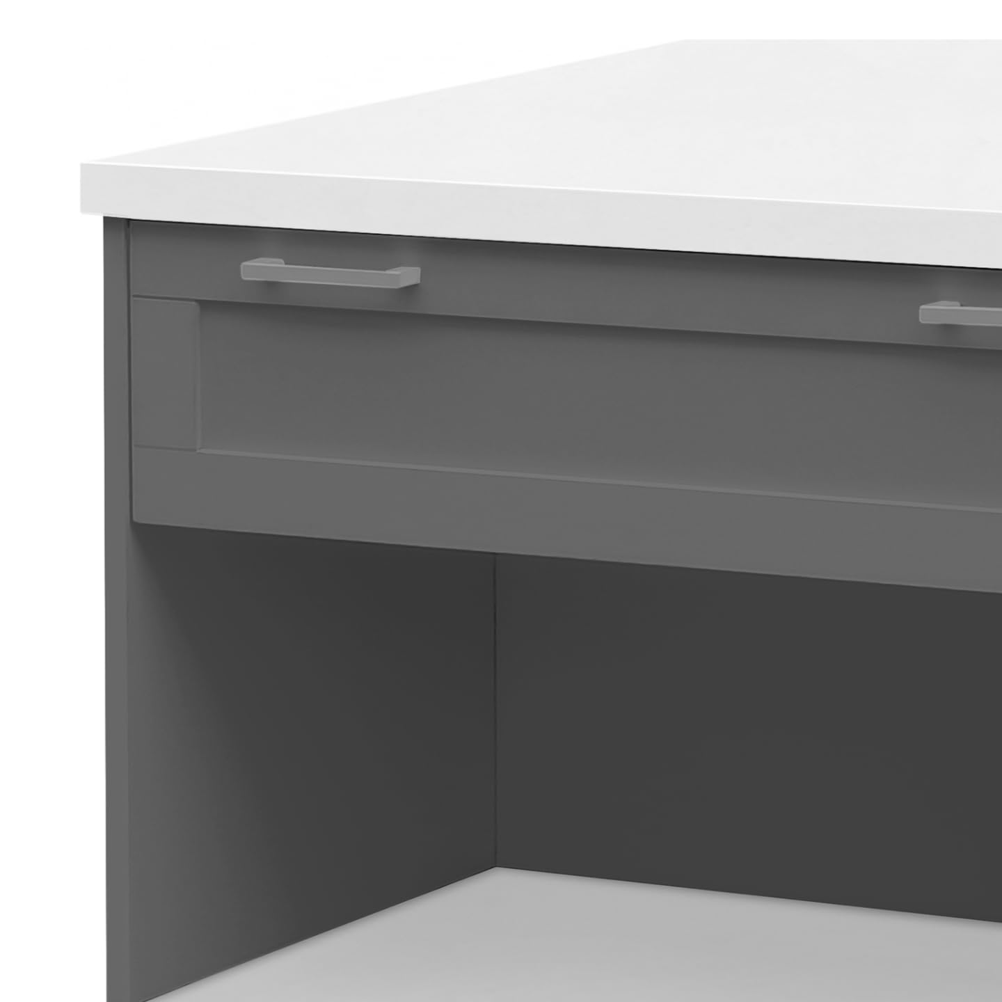 IDMarket - Ilot Central Mange-Debout 4 Personnes VITO 130 cm Gris et Plateau Blanc