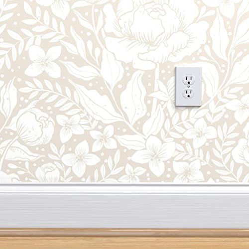 Spoonflower Peel & Stick Wallpaper 9Ft X 2Ft - Peonies Neutral Botanicals Art Nouveau Vintage Custom Removable Wallpaper #TOP2