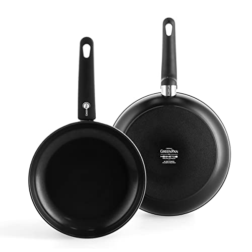 GreenPan Cambridge 2-teiliges Bratpfannenset, 24 cm und 28 cm, Gesunde Keramische Antihaftbeschichtung, PFAS-frei, Induktionsgeeignet, Spülmaschinengeeignet, Schwarz