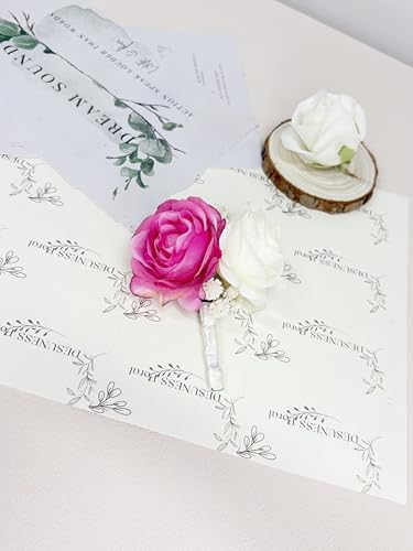 DESUNESS Hot Pink Rose Wrist Corsage Wristlet Band Bracelet and Men Boutonniere Set for White Wedding Flower Accessories Prom Suit Decorations - Thumbnail 4