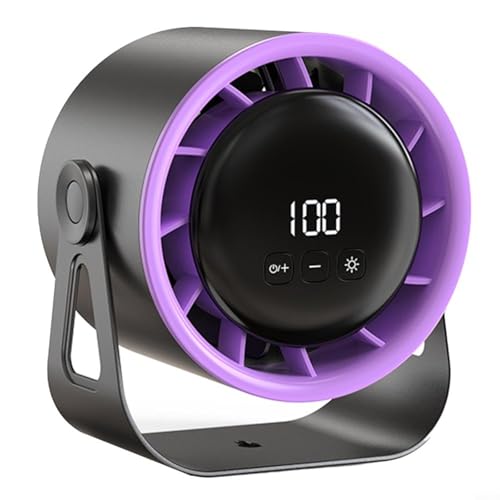 Sileduove Ventilador de escritorio recargable, circulador de aire de montaje en pared con ajustes de 100 velocidades, batería de 4000 mAh, pantalla LED, para oficina en casa, dormitorio, uso versátil