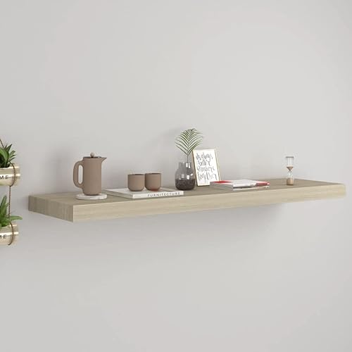 Miniatura 49 de Estantes flotantes de pared, 2 piezas de madera de fibropanel de densidad media gris de 47.2 x 9.3 x 1.5 pulgadas, estante de almacenamiento