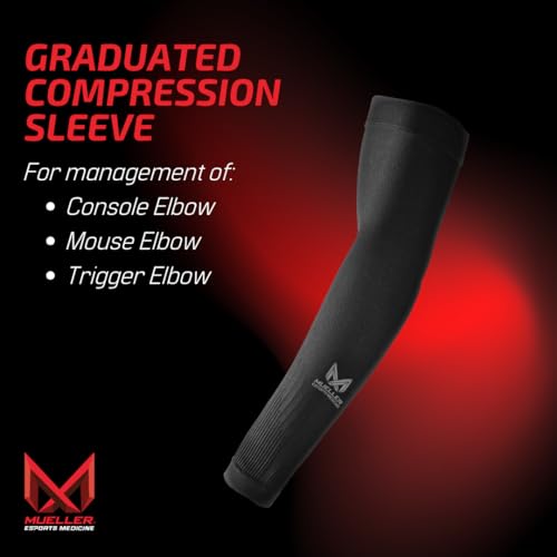 MUELLER Esports Medicine True Graduated Compression Gaming Arm Sleeves for Men and Women, 1 Pair (2 Arm Sleeves), Fits Left and Right Arms, Black4