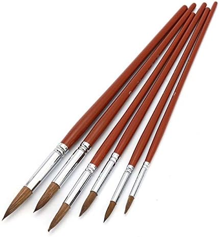 DalaB 6Pcs Top Grade Value Kolinsky Sable Hair Round Point Paint Brush Set for Gouache Acrylic Watercolor Painting DIY Craft