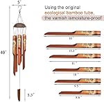 Afirst Bamboo Wind Chimes, 38" Sunflower Wooden Windchimes with Coconut Crown Valentine's Day Gift Handcrafted Memorial Sympathy Gift for Garden, Patio, Home or Outdoor Decor