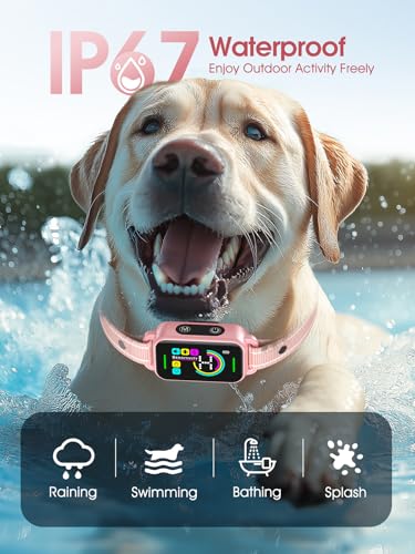 Image of DINJOO Bark Collar for Large Medium Small Dogs - Smart AI 1S Stop Barking, Anti Barking Device & Dog Training Collar with Beep, Vibration & 8-Level Sensitivity, IP67 Waterproof - Pastel Pink