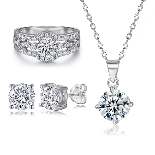Ensemble pendentif moissanite et boucles d'oreilles, cadeau de luxe