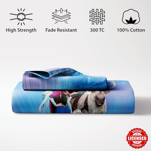 Image of Sassoon Disney Frozen Digital Printed, Cotton Single Bedsheet, 300 TC, 1 Pillow Cover, Fade Resistant, Bedsheet for Kid's Bedroom, (1.50m X 2.35m)