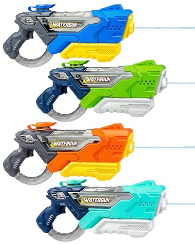 Doviden 4 Pack Water Guns for Kids and Adult, Long Range 600ML Water Squirter, Colorful Super Blaster Soaker with Clear Visible Water Tank, Swimming Pool Summer Beach Outdoor Fighting Toys