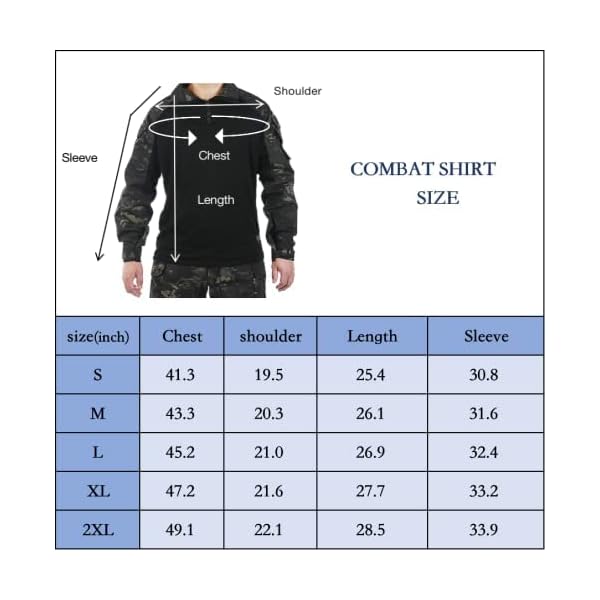 INNWEK Men's G3 Multicam Tactical Shirt Military Camo Outdoor Airsoft Combat Hunting Shirt with Pockets, Multicam-black, Large - Image 8