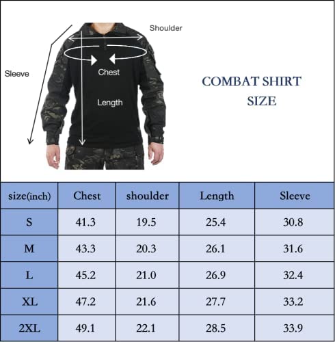 INNWEK Men's G3 Multicam Tactical Shirt Military Camo Outdoor Airsoft Combat Hunting Shirt with Pockets, Multicam-black, Large - Image 8