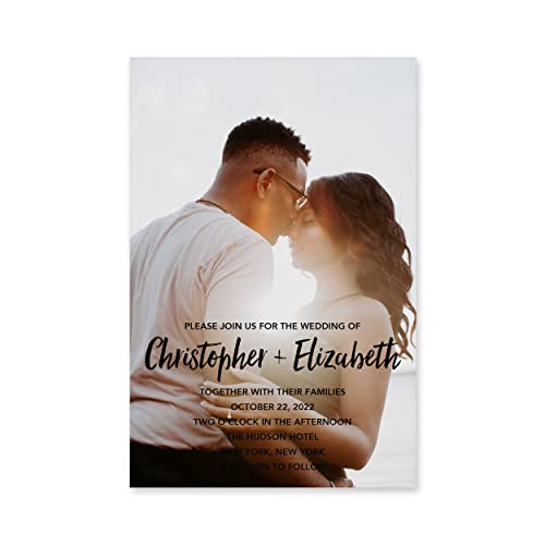 WEDDINGSTAR Custom Printed Photo Wedding Invitations - Handwritten Elegance - Vertical (Pack of 50)