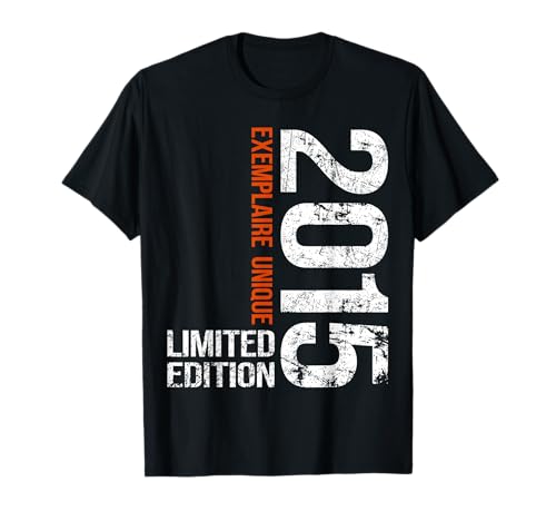 10ème Anniversaire 2015 Vintage 10 Ans Garçon et Fille 2015 T-Shirt