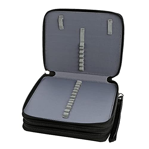 Image of 72 Slots Pencil Case Organizer w /Removal Handle Strap | 3-Layer Zipped Pencils Box Large for Colored Pencils Watercolor Pencils for Office and Travel for Artist