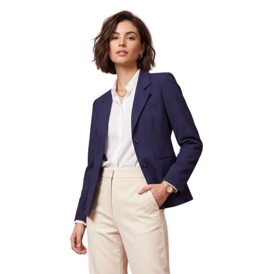 modny Women's Formal Cotton Blazer | Notched Lapel, Single-Breasted Button Closure | Long Sleeve Office,College,Meeting Wear Coat for Women & Girls-picture-36