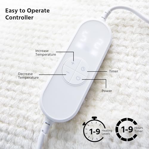 Image of Lifelong AGK Electric Under Blanket for Double Bed (180 x 140 cm) | Soft Fleece | Safe Heating Blanket Bed Warmer | 1-9 Temp & 1-9 hrs Timer | Detachable & Washable | Heats After You Sleep /Sit Over It