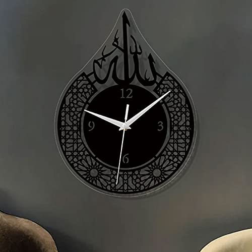 Magideal Religious Islamic Wall Clock Acrylic Muslim Ramadan Eid Mirror Wall Clock Vintage Irregular Hanging Clock For Bedroom Living Room Decoration, Black #TOP7