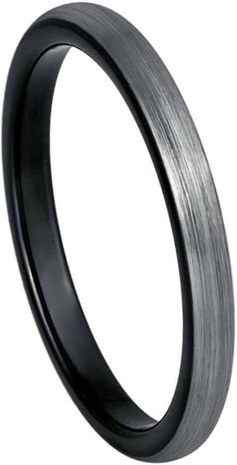 Ultra Slim 2mm Tungsten Carbide Ring for Women & Men – Gunmetal Gray Brushed Finish – Minimalist Stackable Band – Scratch Resistant & Hypoallergenic.