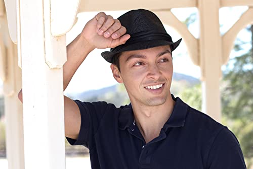 Image of Simplicity Fedora for Men Women Unisex Men's Women's Classic Manhattan Structured Gangster Trilby Fedora Hat