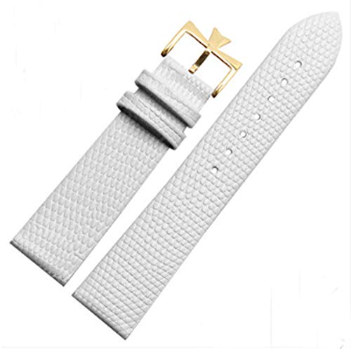 18mm 20mm Genuine Leather Watch Band Strap Buckle for Vacheron Constantin Watch (18mm, White(Gold Buckle)) -  Richie strap