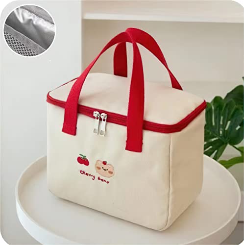 Laureltree Aesthetic Kawaii Cute Lunch Bag Box Insulated Leakproof Waterproof Durable For Women Girls Kids Office School (Cherry-Bucket) #TOP5