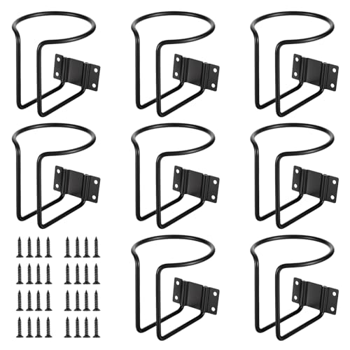 8 Pcs Boat Cup Holder, Stainless Steel Universal Drink Holders, Wall Mounted Cup Drink Holders for Boat, Universal Cup Holders for Marine, Yacht, Truck, RV, Trailer, Black Coating Ring Cup Holders